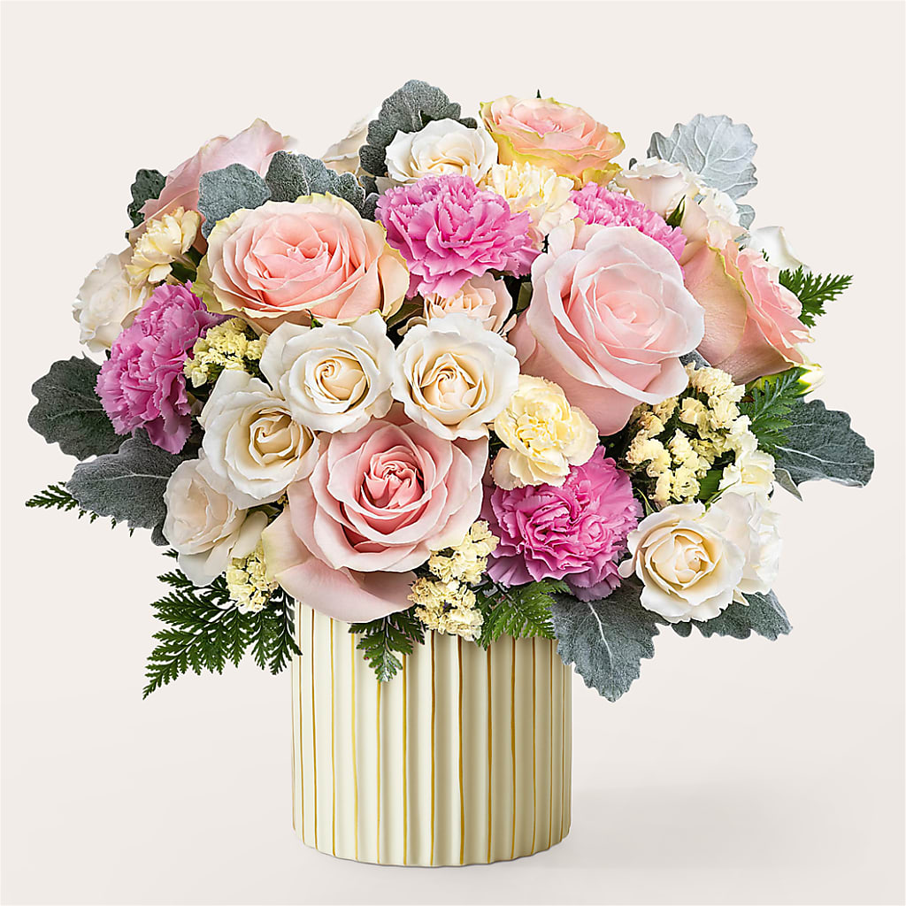 Blissful Moments Bouquet with Ivory Vase – AIMEE'S FLOWERS, San Diego CA
