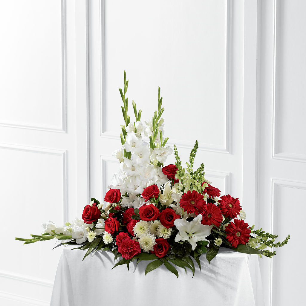 Crimson & White Arrangement – AIMEE'S FLOWERS, San Diego CA