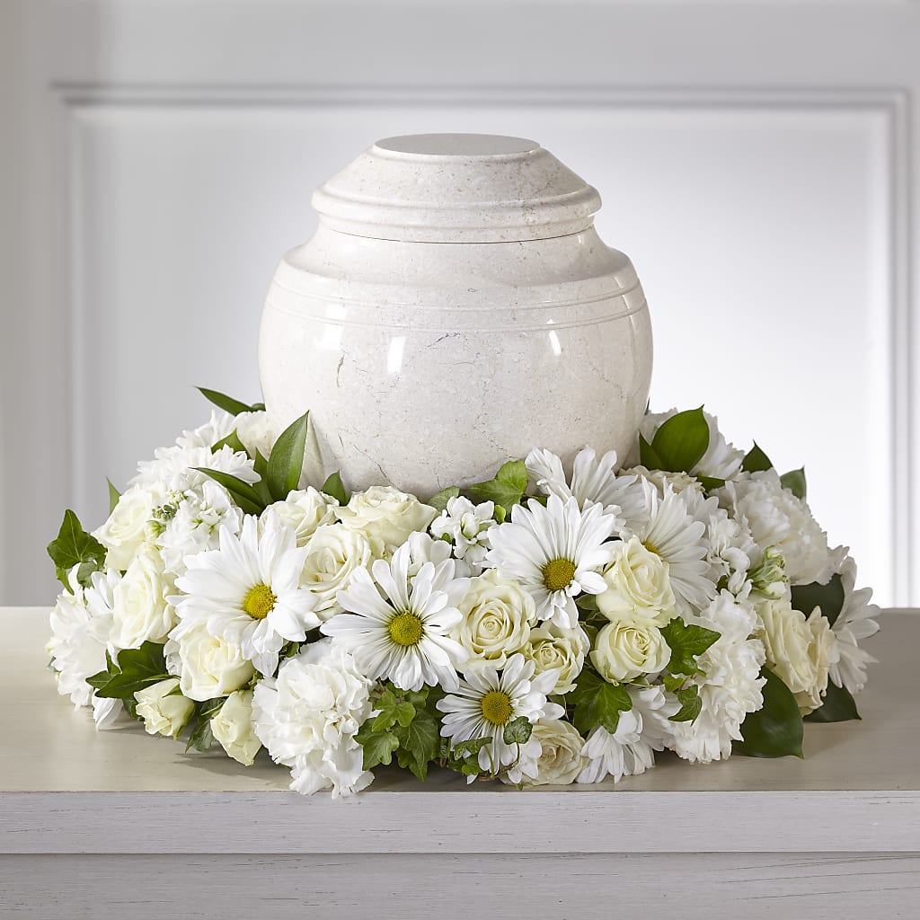 Ivory Gardens Cremation Adornment – AIMEE'S FLOWERS, San Diego CA