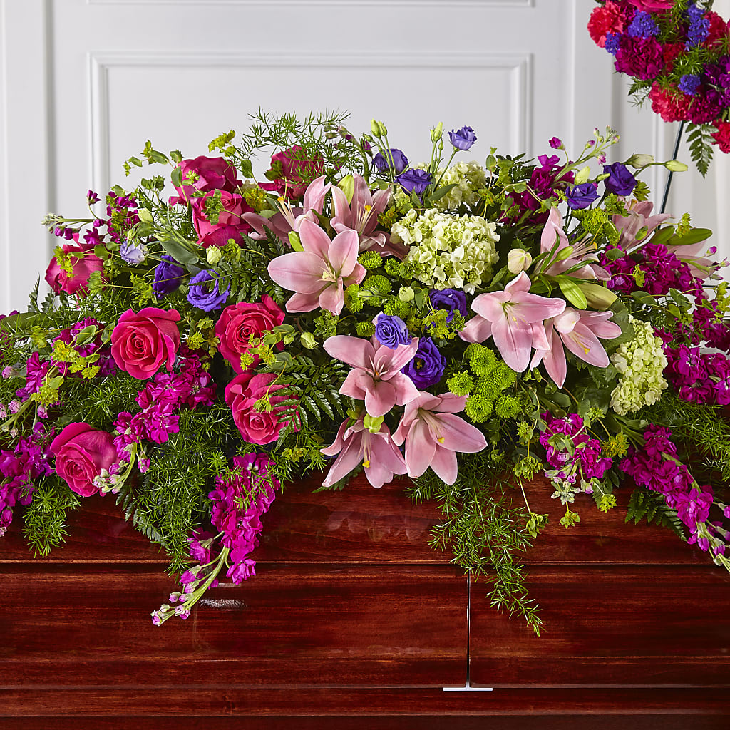 Radiant Tribute Casket Spray – AIMEE'S FLOWERS, San Diego CA