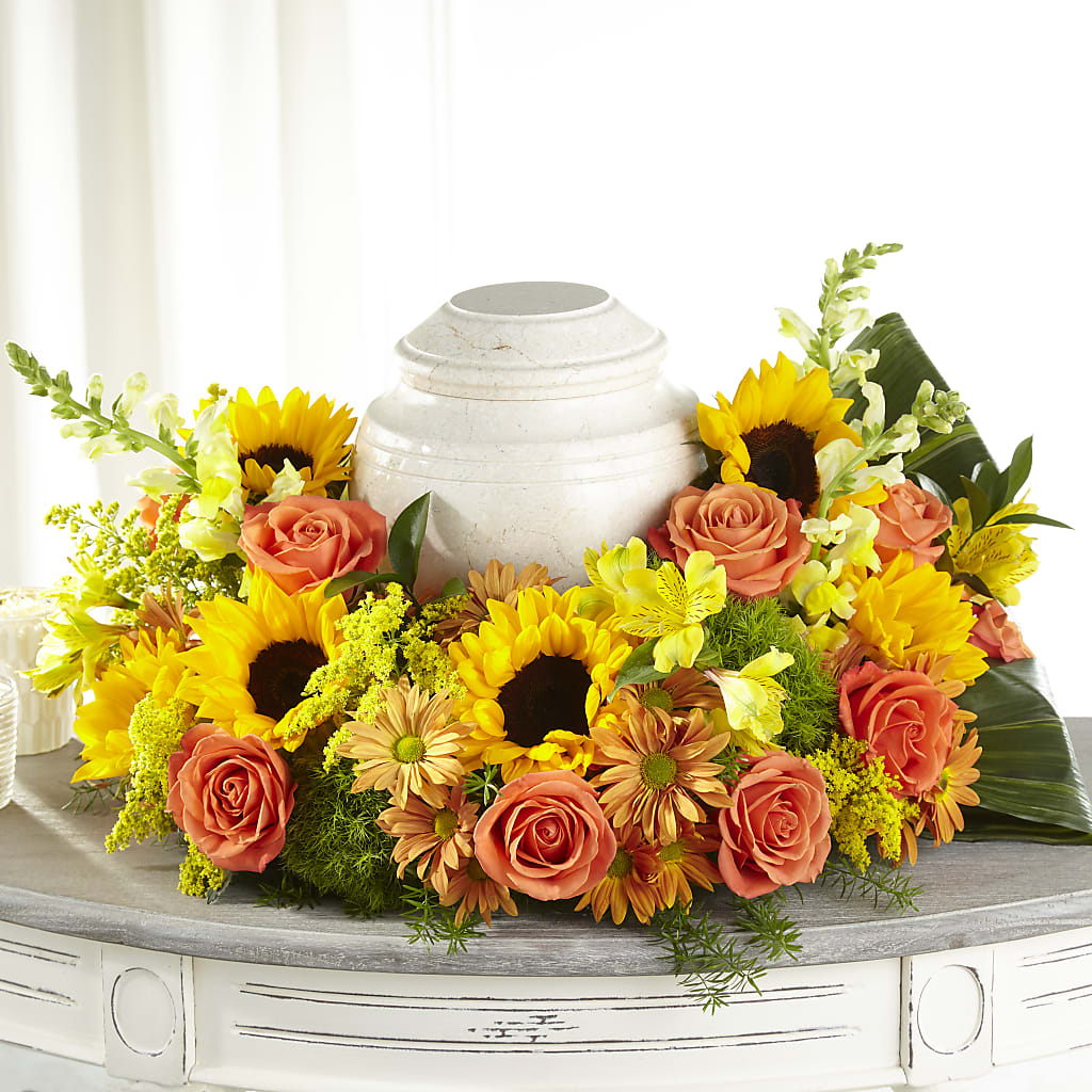 Faithful Sunflower Cremation Adornment – AIMEE'S FLOWERS, San Diego CA