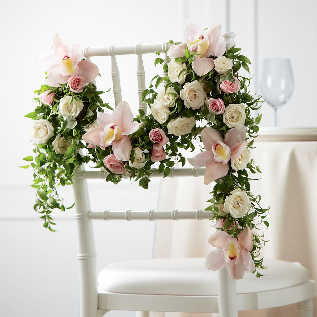 Orchid Rose Chair Décor – AIMEE'S FLOWERS, San Diego CA