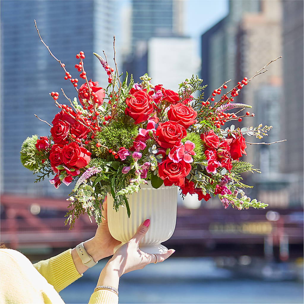 Big Red Bow Bouquet – AIMEE'S FLOWERS, San Diego CA