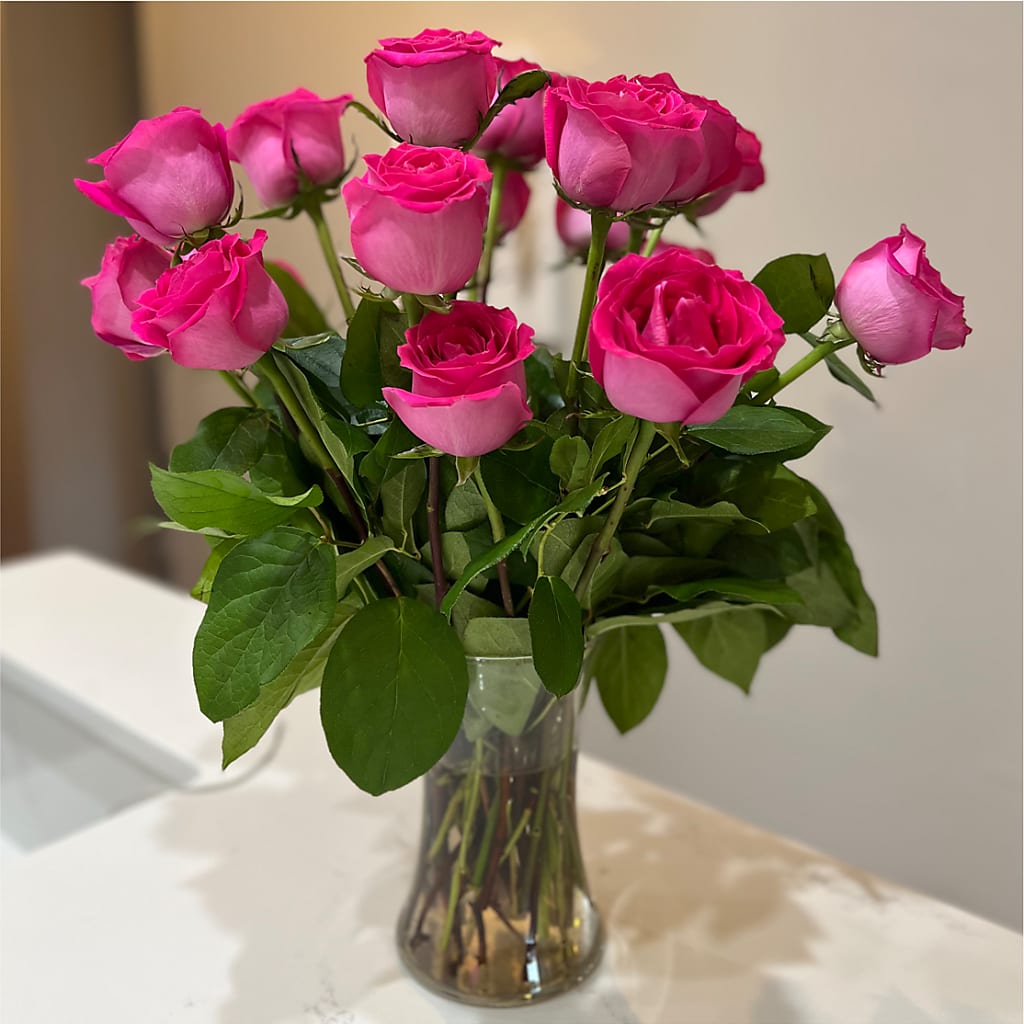 Long Stem Pink Rose Bouquet – AIMEE'S FLOWERS, San Diego CA