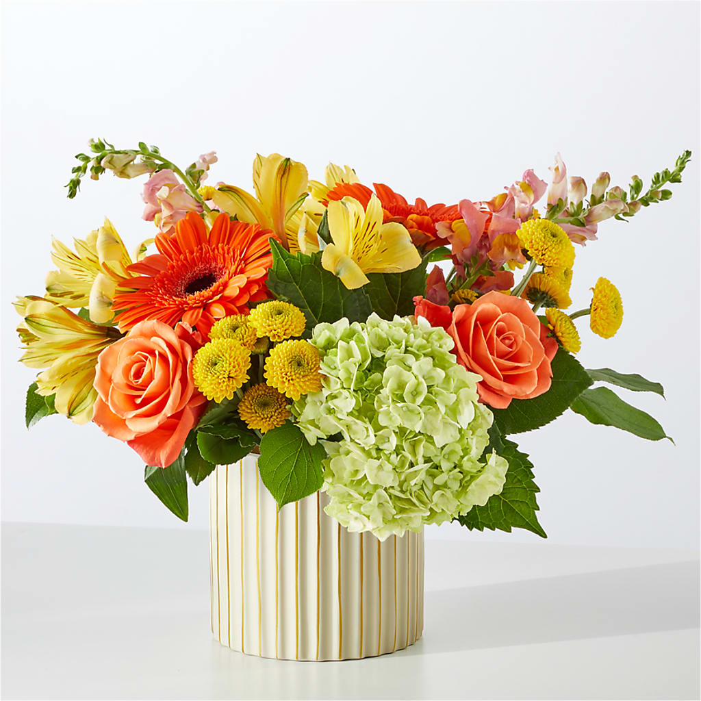 Autumn Sunshine Bouquet with Ivory Vase – AIMEE'S FLOWERS, San Diego CA
