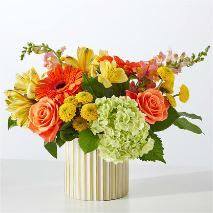 Autumn Sunshine Bouquet with Ivory Vase – AIMEE'S FLOWERS, San Diego CA