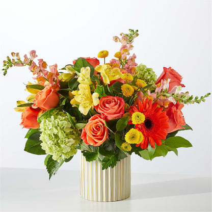 Autumn Sunshine Bouquet with Ivory Vase – AIMEE'S FLOWERS, San Diego CA