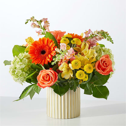 Autumn Sunshine Bouquet with Ivory Vase – AIMEE'S FLOWERS, San Diego CA