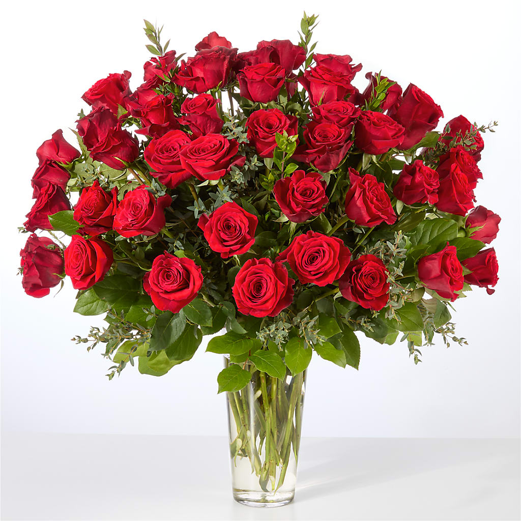 Forever Yours Fifty Stem Red Rose Bouquet – AIMEE'S FLOWERS, San Diego CA